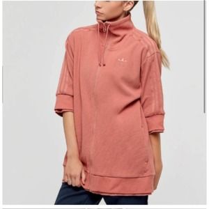 Adidas T-Shirt Sweater Full Zip Waffle Knit Patterned Oversized Jacket, Small